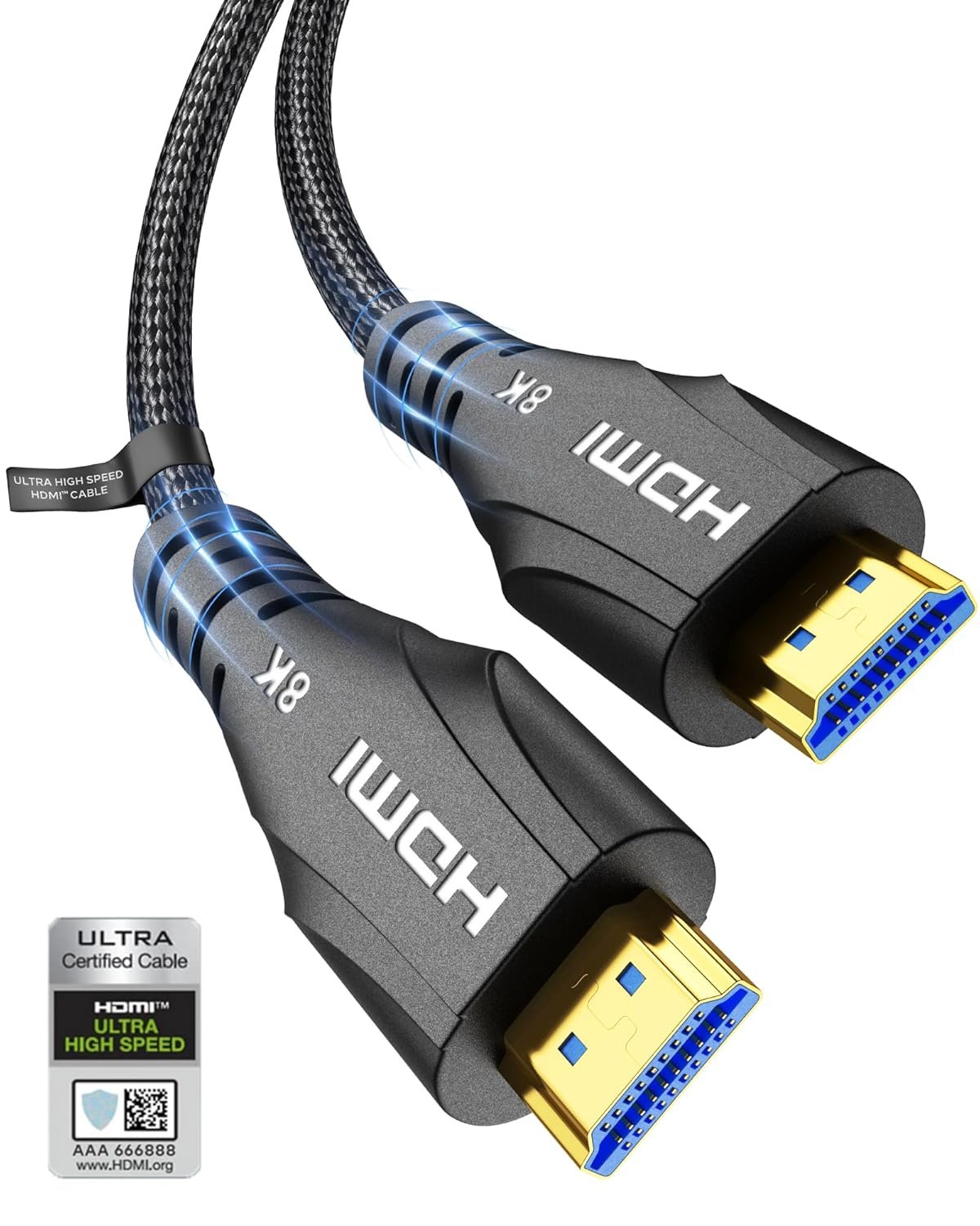 Cratree HDMI Cable 15FT Long – Certified 8K Ultra High Speed HDMI Cable,48Gbps Braided HDMI Cord,8K 60hz,4K 120hz,eARC,HDCP 2.2&2.3 – Compatible for HDTV/PS5