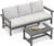 SERWALL HDPE Patio Sofa Set, 4-Piece Sectional Outdoor Furniture Set, All Weather Outdoor Couch Set Patio Furniture Set for Deck, Lawn, Grey Frame with Khaki Cushion